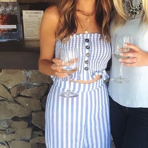 Strapless Tube Top and Pants Two Piece Set